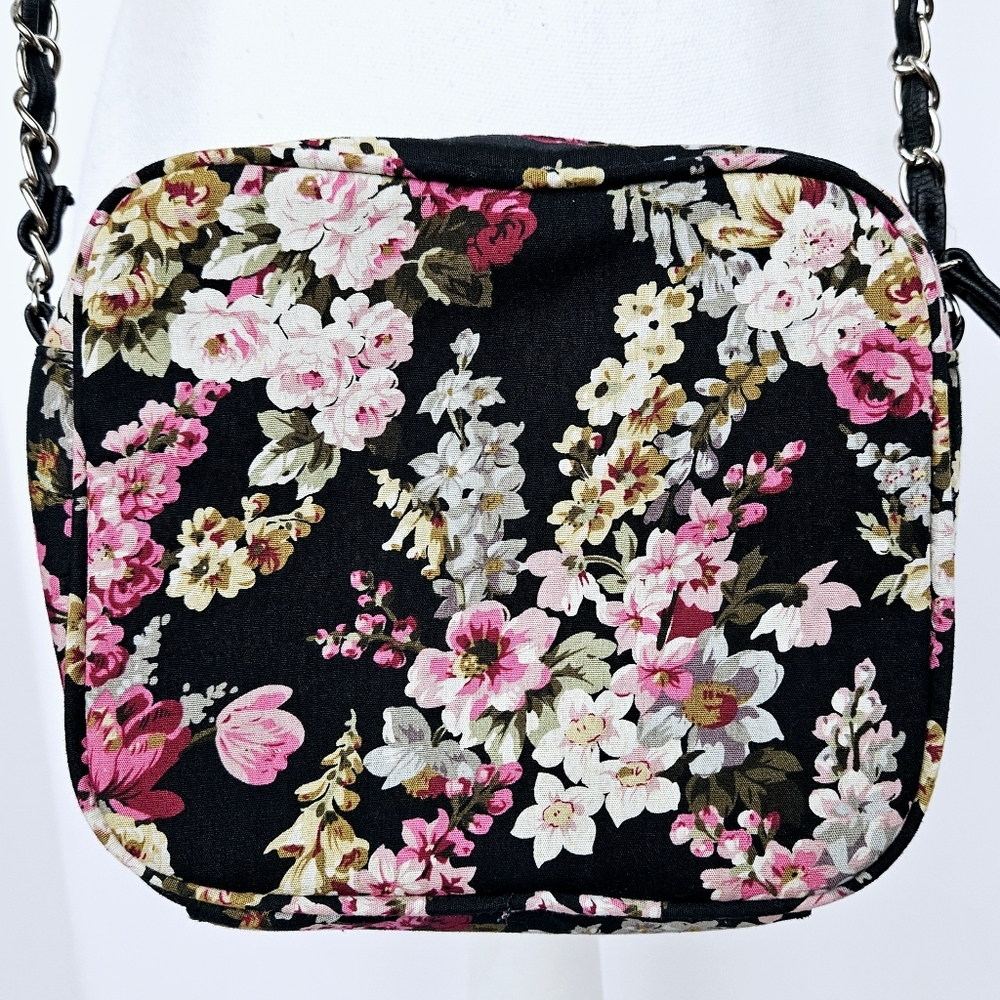 Vintage 90's Womens Candie's Black Floral Crossbody Bag Purse With Bow NWOT - Picture 7 of 13